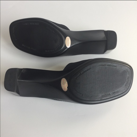 Stuart Weitzman | Black Wedge Heel Slides Size 8.5 - Picture 7 of 8